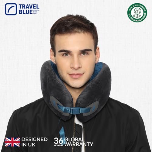 Image of Travel Blue Infinity Travel Ergonomic Neck Pillow Enjoy uninterrupted Sleep with 360-degree Support with Luxurious Hypoallergenic Material Pillow (Blue)