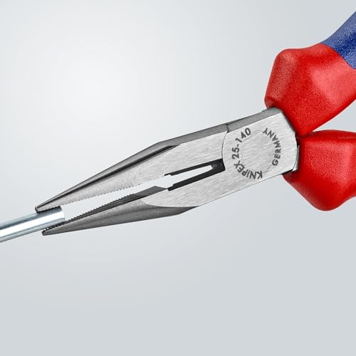 KNIPEX Flachrundzange mit Schneide (Radiozange) mit Comfort-Griffen 140 mm, 25 02 140