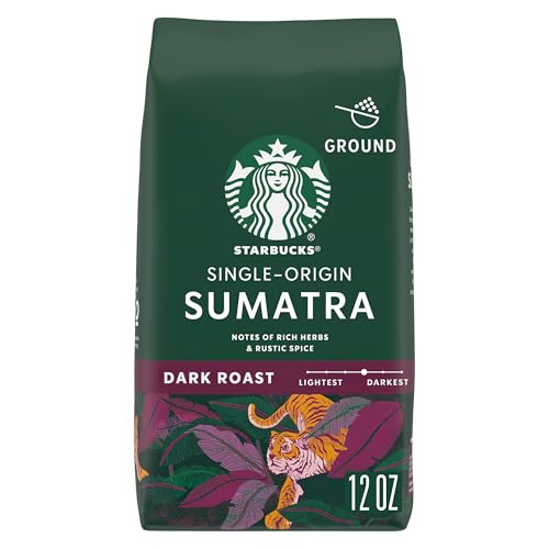 Starbucks Ground Coffee, Dark Roast Hot or Iced Coffee, Single-Origin Sumatra, 12 oz