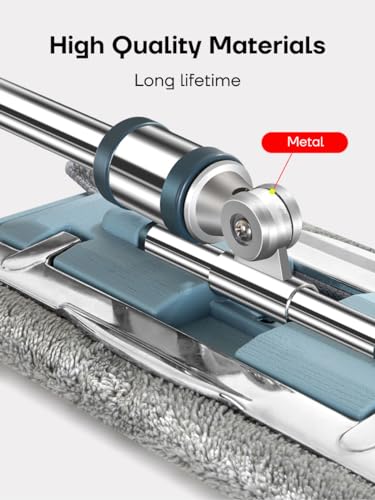 IQLER Bodenwischer, zuverlässiges Metalldrehgelenk, 360° drehbarer Wischmopp, teleskopischer Stahlstiel, Qualitätsklammern, 3 STK Mikrofaser, für Laminat, Fliesen und Sockelleisten (Silber) – Bild 3