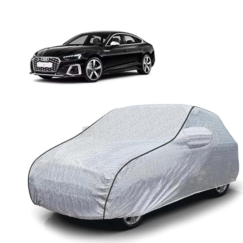 Image of Sulfar 100% Waterproof Car Body Cover Compatible with Mirror for Audi S5 (Triple Stitched, Full Bottom Elastic, Magic Silver with Black Piping)