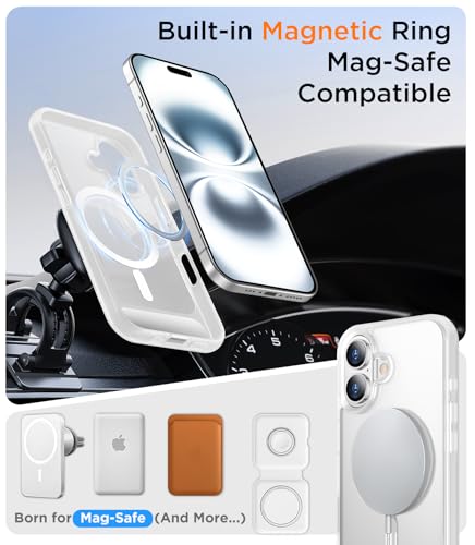 Image of Magnetic Compatible with iPhone 16 Plus Case, [Built-in Invisible Kickstand][Compatible with MagSafe][Military Grade Shockproof] Slim Translucent Matte Phone Case for iPhone 16 Plus 6.7 inch