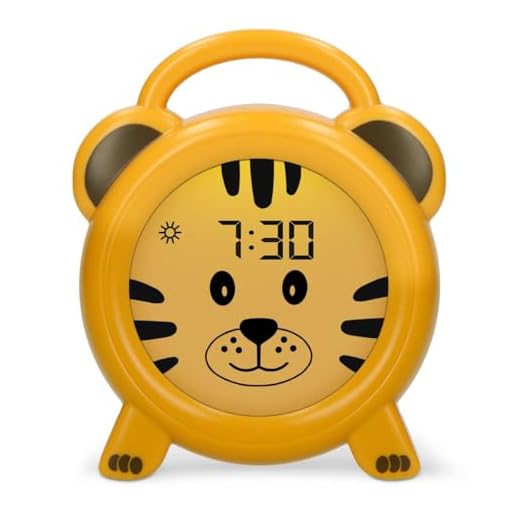 Alecto BC100TIGER - Sveglia educativa per bambini - Allenatore del sonno per bambini - Impara a dormire e a svegliarti con la sveglia a LED per bambini - Giallo