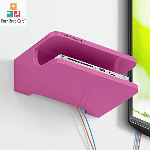 Furniture Cafe Set top Box Stand | WiFi Router Holder Wooden Wall Shelves | Setup Box Stand for Home | Wall Mount Stylish WiFi Router Holder TV Cabinet Living Room Furniture (Color-Pink) 9 41MkAdOq2VL
