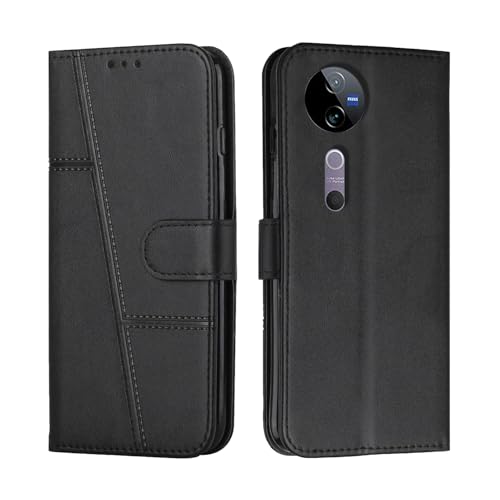 Image of for Vivo T3 Ultra 5G / Vivo V40 Pro 5G / Vivo V40 5G Flip Cover Leather Finish | Inside TPU with Card Pockets | Wallet Stand | Complete Protection Flip Case Black