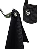 Magnetic Golf Towel for Golf Bags - Microfiber Golf Towels for Men & Women - Waffle Golf Bag Towel with Magnet (Black)