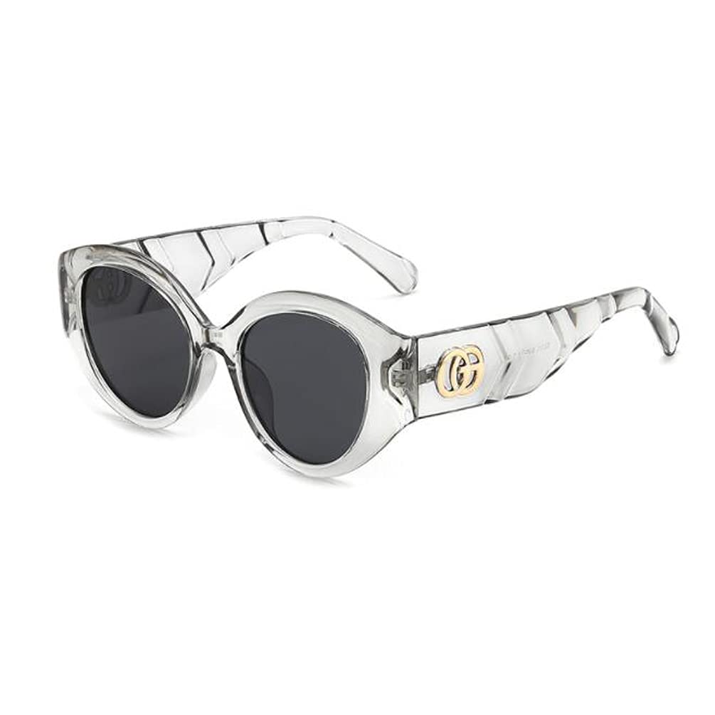 Retro Round Big Frame Toad Mirror Metal Hinge UV Sunglasses for Men and Women Sunscreen Travel sunglasses Gray