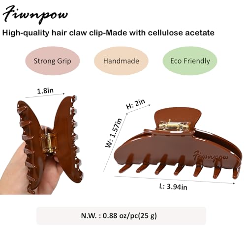 Pinza de cabello Banana diseño francés de acetato celuloide, 4 pulgadas, accesorios de moda para mujeres y niñas, para todo tipo de cabello (Marrón) miniatura 4