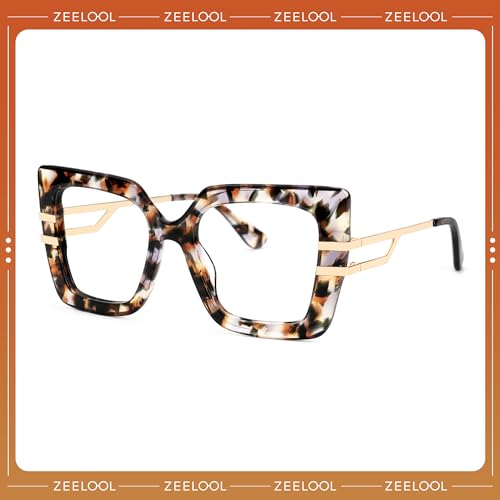 Image of Zeelool Oversized Square Eyeglasses for Women with Non-prescription Clear Lens ZJGX444789-04 Flower