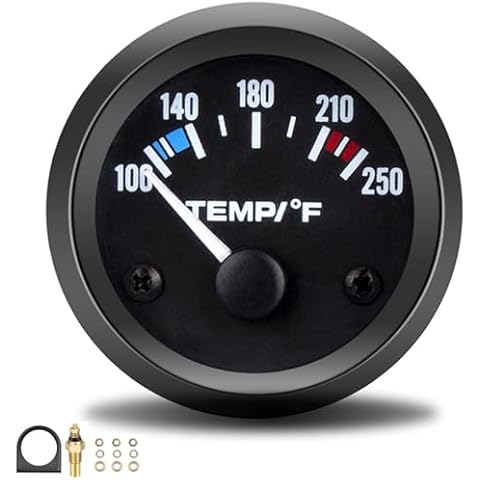 BREADEEP Universal 2"/52mm Water Temperature Gauge Automotive, 100-250℉ Water Temp Gauge, Temp Gauge for Car DC12V with LED Light Indicator Display for Ship Car Truck Vehicle Automotive Boat Marine Cover