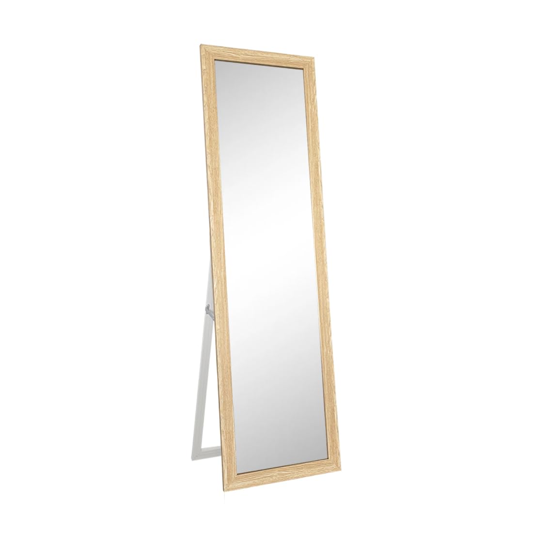 Acomoda Textil – Espejo de Pie con Marco de Madera Decorativo, Resistente con Soporte para Habitación, Vestidor, Recibidor y Tienda. Espejo Rectangular Cuerpo Entero. (Kurst Natural, 120x30 cm)