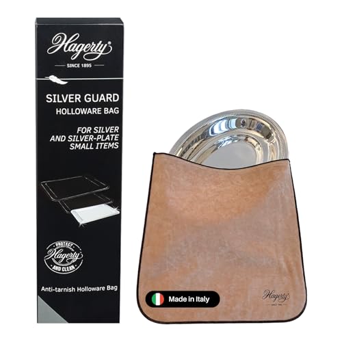 Hagerty Silver Guard Holloware Bag Tasche für Silber & Versilbertes 30x30 cm I Praktische Silber-Aufbewahrung Tasche mit Anlaufschutz I Imprägnierte Samt Schutzhülle für Teller Tablett usw