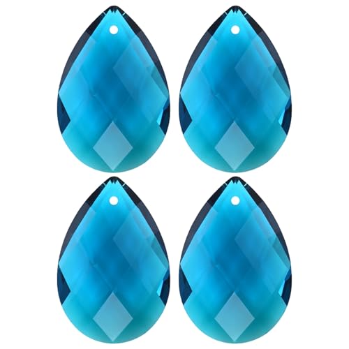 4 prismes cristal grille 38mm pour lustre, bleu paon