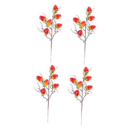 Cabilock 4pcs Artificial Strawberry Branch Party Decor Artificial Branches Simulation Fruit Branches Simulation Branches Wedding Ornament Wedding Decor Home Decor Simulation Plant