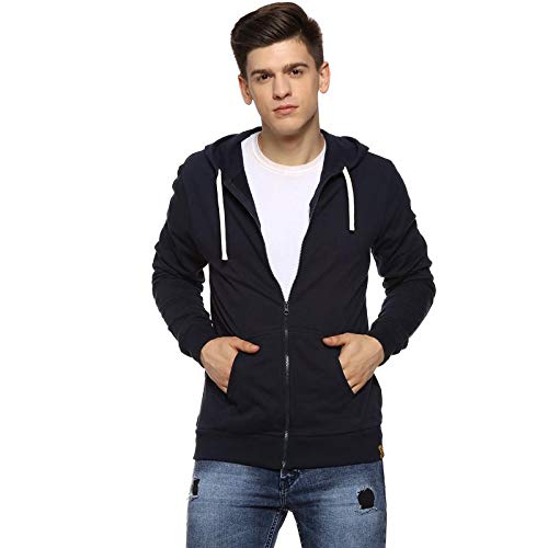 Image of Campus Sutra Men's Regular Fit Zipper Sweatshirt with Hoodie for Winter Wear | Full Sleeve | Cotton Sweatshirt | Casual Sweatshirt for Men|Western Stylish Sweatshirt for Man