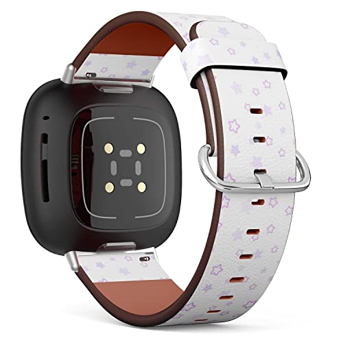 CJBROES Replacement Leather Watch Band, Compatible with Fitbit Versa 3 and Fitbit Sense of Wristband Bracelet Accessory - Purple Pink