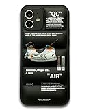 LQHAJX Ins Off Sports Shoes Brand Puffer Phone Case Designed for iPhone 12-6.1 inch, Funny Cool Sneakers Label Graphics Soft TPU Chaopai New Fall Protection Case (Black)