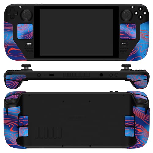 Image of PlayVital Premium Split Handle Grips Soft Rubber Grip Pads for Steam Deck LCD & OLED, Trackpads Skin Grip Trigger Back Button Grip with Thumb Grips - Hexagonal Diamond Textured Damascuscamo