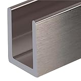 Brixwell SDCD38BN 95' Deep U-Channel for 3/8' Shower Glass Panel, Brushed Nickel Finish, Aluminium Material, 3/4' Height, .080' Wall Thickness, Designed for Fixed Frameless Shower Doors
