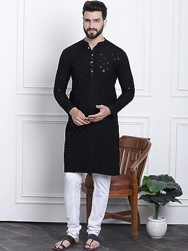 Image of SOJANYA (Since 1958 Men's Pure Cotton Sequence Kurta & Pyjama Set