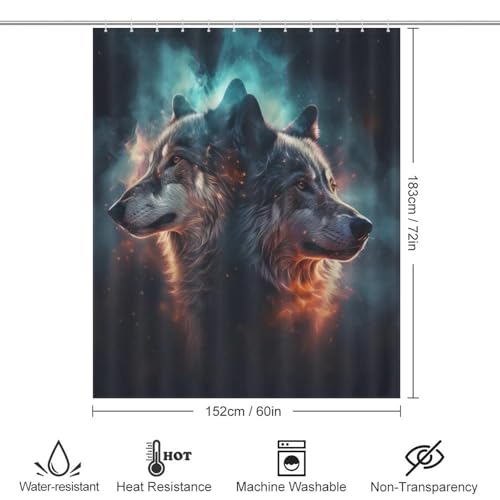 Rideau de douche loup imperméable et séchage rapide en textile - 4