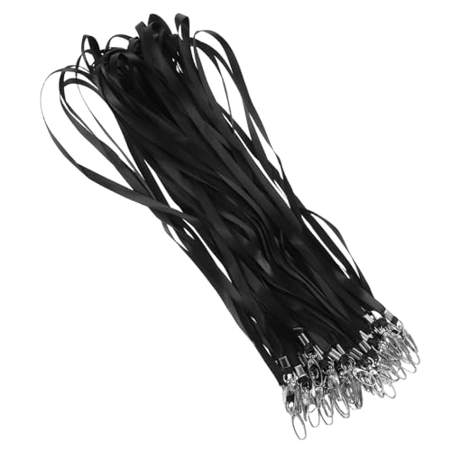 Lanière avec Clip Pivotant DOITOOL pour Badge Identification, Cordon Noir Plat, Lot de 50