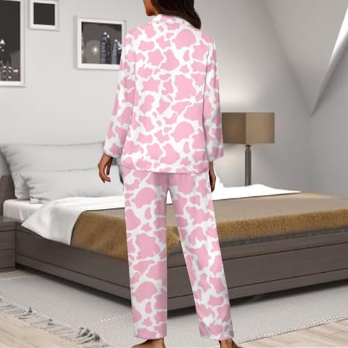 Pyjama femme imprimé vache rose idéal pour cocooning - 5