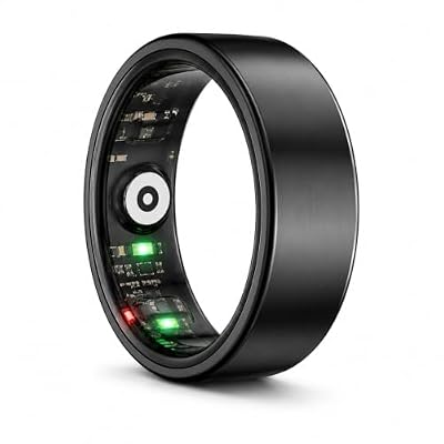 Smart Fitness Ring with Bluetooth Calling, Activity and Sleep Tracking, Heart Rate Monitoring, 5ATM Water Resistance, Rechargeable, Compatible with iOS and Android, Silver, Gold, Black (1, Black, 10)