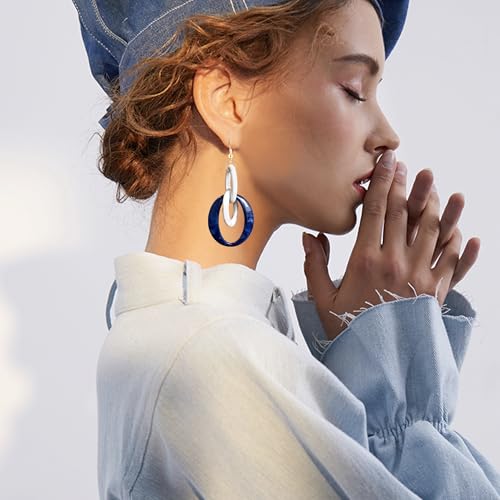 Bohemian Simplicity Acrylic Geometry Oval Circle Dangle Drop Earrings Lightweight Resin Chain Hook Earrings For Women2