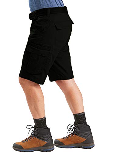 Image of ROL Reoutlook Men's 100% Solid Cotton Cargo Shorts /Bermuda with Multi-Pockets and Waist Belt