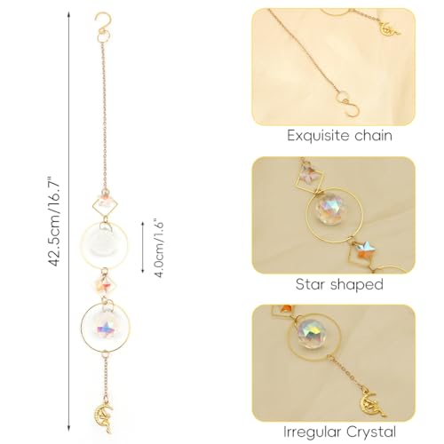 Image of HASTHIP Sun Catcher Hanging for Home Decor 12.9 inches Hanging Multi-Faceted Dazzling Star Charm Reflective Colorful Sun Catcher Suns Light Catchers Shining Hangings for Room Decor