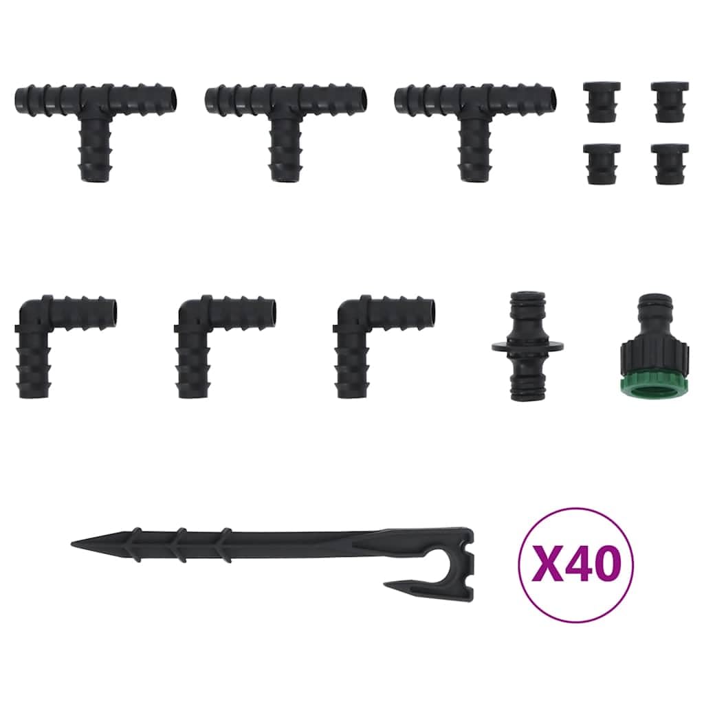 vidaXL Tropfschlauch, Bewässerungsschlauch mit Zubehör für Garten, Gartenschlauch für Bewässerung, Wasserschlauch Schlauch, Schwarz 0,6" 100m Gummi