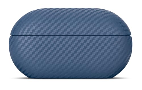 Haobobro Leather Case - for Beats Solo Buds Case Cover - Selected Skin-Friendly Leather, with Carbon Fibre Texture, Handmade Shockproof Protective Hard Cover for Beats Solo Buds 2024 - Blue