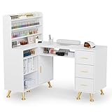 OmySalon L Shaped Manicure Table with Dust Collector, 52