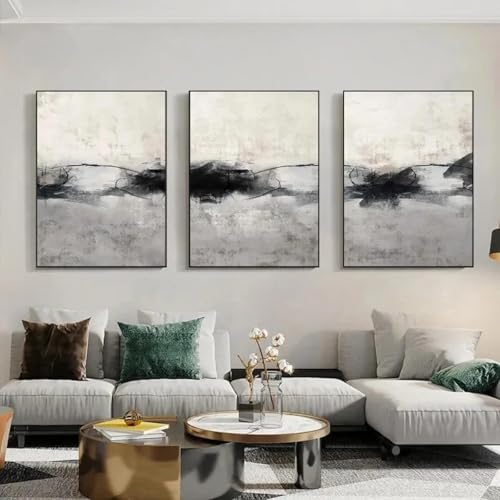 Affiche de paysage abstrait beige gris moderne en toile 60x90 cm