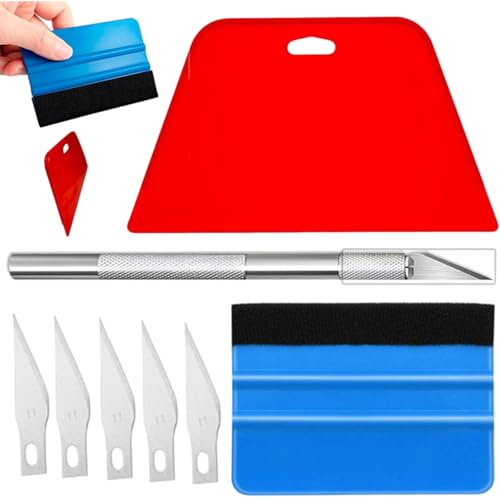 8 PCS Vinyl Wrap Tools Car Vinyl Wrap Squeegee Smoothing Tools Window Tint Application Kit with Squeegee Felt Edge Replace The Blade and Smoother Cutter for Car Wrapping and Install Wallpaper