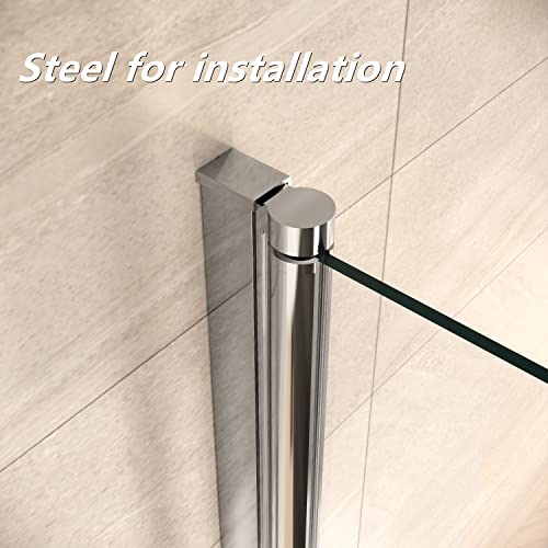 Shower Door Swing Bathtub Screen,30 *W X 55*H In Bathtub Shower,Bathroom Door With Bottom Seal,Liftable And Foldable Glass Door,Rectangular Bathtub Screen Chrome #TOP5