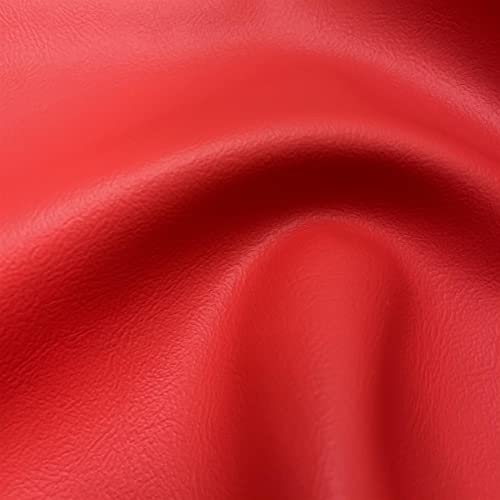 Red - Fire Retardant BS5852 Faux Leather Smooth Grain Vinyl Leatherette Sofa Cushion Upholstery Fabric - Sold by the metre