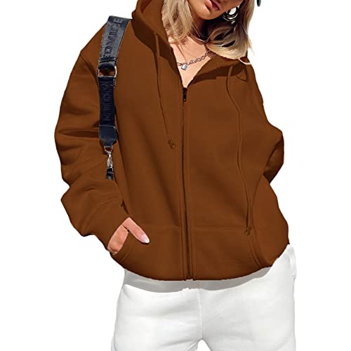 Donne Oversize Zip Up Felpa con Cappuccio di Base