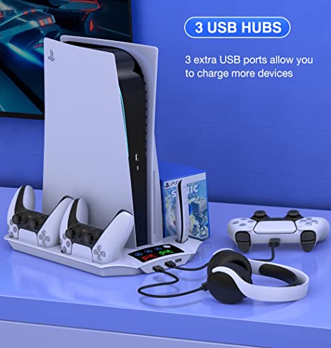 Vertical Cooling Stand for PS5 with 13 Game Storage and Dual Fast Controller Charging Station - Thumbnail 6