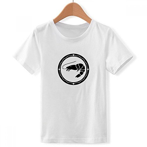 T-Shirt Blanc Crevette Noire pour Garçon en Taille XL par DIYthinker