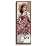HLiWEGNS Dark Brown 13x39 Frame -Single Frame - Rustic Woodgrain 13 x 39 Poster Frame with Plexiglass for Wall Gallery Display, 13x39 Picture Frame for Puzzles, Artwork, Photos and Posters