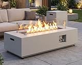 NICESOUL 42'' Outdoor Rectangle Fire Pit Table, Modern Low Profile Patio Firepits with Tank Table, 50,000 BTU Firepit Table for Outside, Exterior, Porch, Backyard or Garden, No Assembly, Grayish white