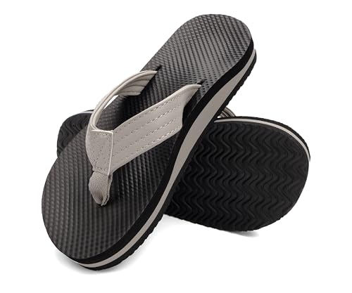 INMINPIN Kids Boys Girls Flip Flops Comfort Quick-Dry Beach Pool Aqua Thong Sandals(Little Kid/Big Kid),Black Gray,6 Big Kid