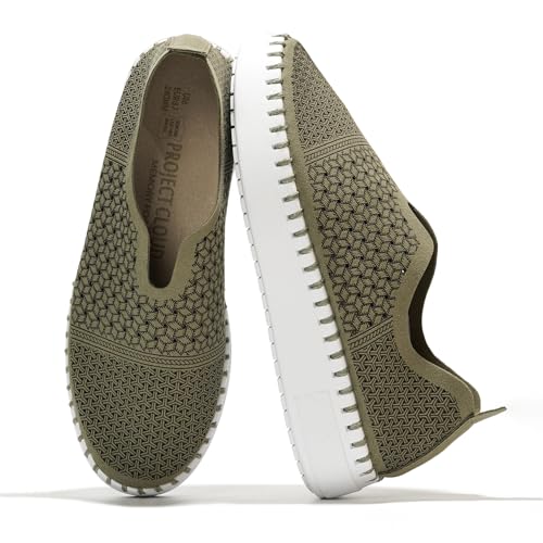 Image of Project Cloud Platform Sneakers for Women - Leather Insole Loafers for Women with Memory Foam - Casual Slip On Womens Loafers with Flexible Outsole (Aster)
