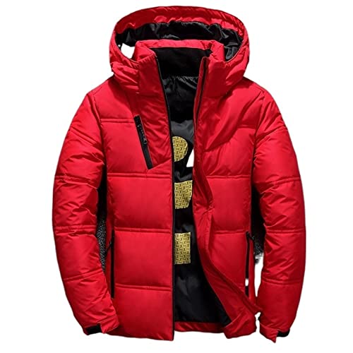 TIYRUS Jaqueta masculina parágrafo curto jaqueta quente grossa fina (cor: vermelho, tamanho: 3GG)