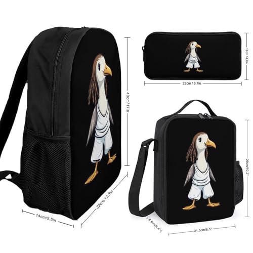 Funny Gooses Classic Backpack Lunch Bag Pencil Case 3 Piece Set Travel Daypack2