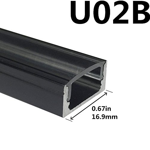 Lightingwill Clear Led Aluminum Channel U Shape 3.3Ft/1M 5 Pack Anodized Black Extrusion For <12Mm 5050 3528 Led Flex/Hard Strip Lights With Covers, End Caps, And Mounting Clips Tp-U02B5 #TOP1