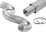Gaine Alu semi rigide 80 100 125 150 mm / -30°C à +200°C/Air chaud pour Poele, Cheminée, Chauffage, Clim, Seche linge, Hotte de cuisine - 2 colliers de serrage offerts