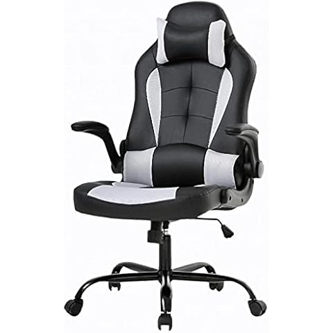 TYNB Gamer Chair, Ergonomic Office Chair PC Gaming Chair for Adults Women Men, Black and White, 27.3 x 28 x 44.5 inches (OC-RC66) Cover